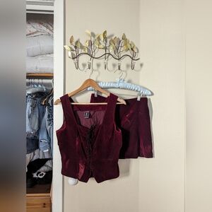 Morbid Threads Velvet 2 Piece Corset Romantic Punk Outfit Size Medium